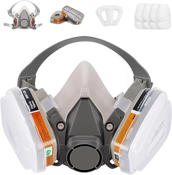 Reusable Half Face Cover - Respirator Mask with Filters for Painting, Dust, Welding, Resin, Fume and Organic Vapor Gas