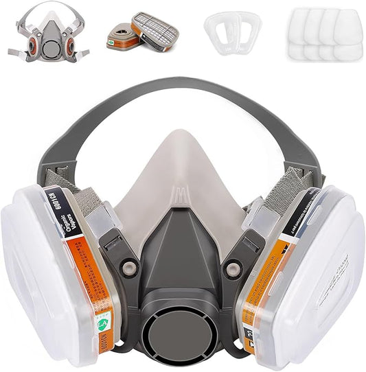 Reusable Half Face Cover - Respirator Mask with Filters for Painting, Dust, Welding, Resin, Fume and Organic Vapor Gas