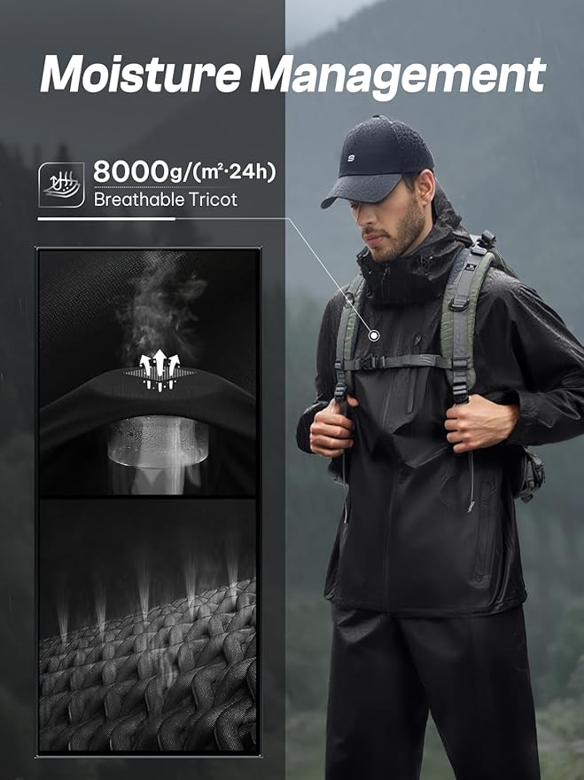 SaphiRose Men's Waterproof Rain Suit 2pcs/set Packable Rain Gear for Golf Motorcycle Fishing