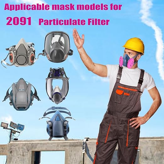 20 PCS (10 Pack) 2091 Particulate Filter, Installed on 2091 Filter for Respirator, Replacement for 6000 6200 6800 7000 7502 FF-4 Series, 2091 Filters Against Painting, Cutting, Woodworking