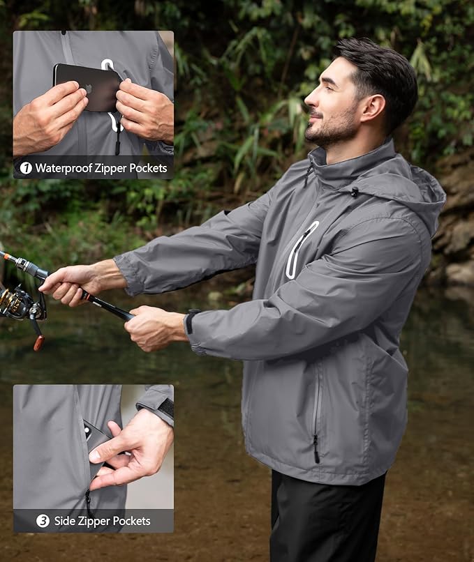 SWISSWELL Men's Waterproof Golf Rain Suit Rain Gear Jacket and Pant Outdoor Lightweight Hooded Raincoat