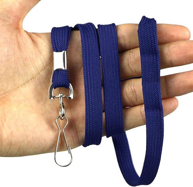 Lanyards 100 Pack Navy Blue Lanyards with Swivel Hook Clips for ID Name Badge Holder (Navy Blue, 100 Pack)