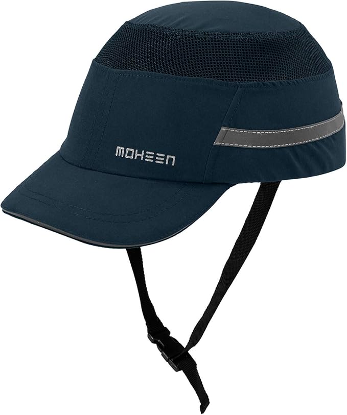 Lightweight Safety Bump Cap - Breathable Baseball Style Protective Hat with Reflective Stripes