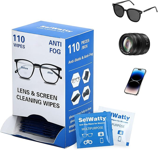 Lens Wipes for Eyeglasses,110 Pack Lens Cleaning Wipes,Individually Wrapped Pre-Moistened Eyeglass Wet Towel,Sracth-Free Streak-Free Eyeglasses Cleaning for Sunglasses, Goggles & Camera Lens