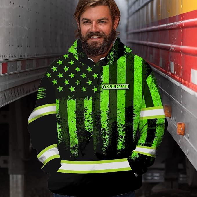Maddly High Visibility US Flag Collection Safety Workwear Custom Name for Workers, Runners, Truckers, Patriotic