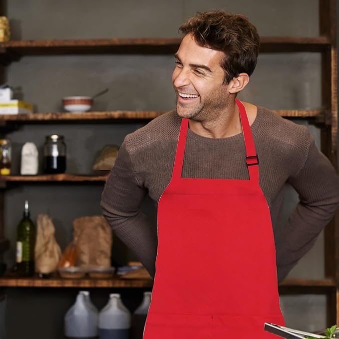 Short Bib chef Apron - Waterdrop Resistant Aprons with Buckle Pockets Cooking Kitchen, Aprons for Men and Women