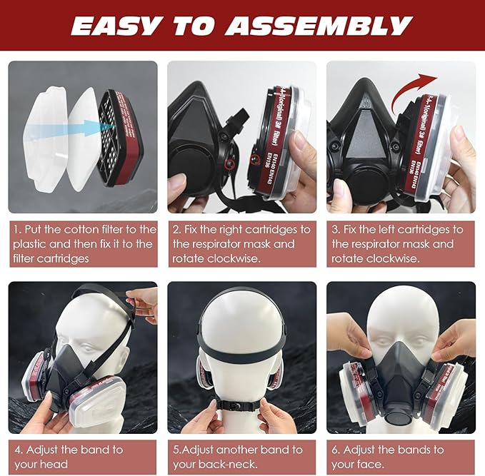 Respirator Mask, Paint Respirator with 6001 Filters for Chemical, Spray Paint, Epoxy Resin,Sanding