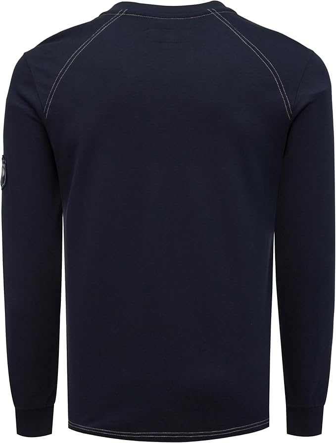 BOCOMAL Men's FR Shirt Pocket Henley Lightweight Flame Resistant Cotton Long Sleeve Workwear UL NFPA2112 CAT2 Welding Tee