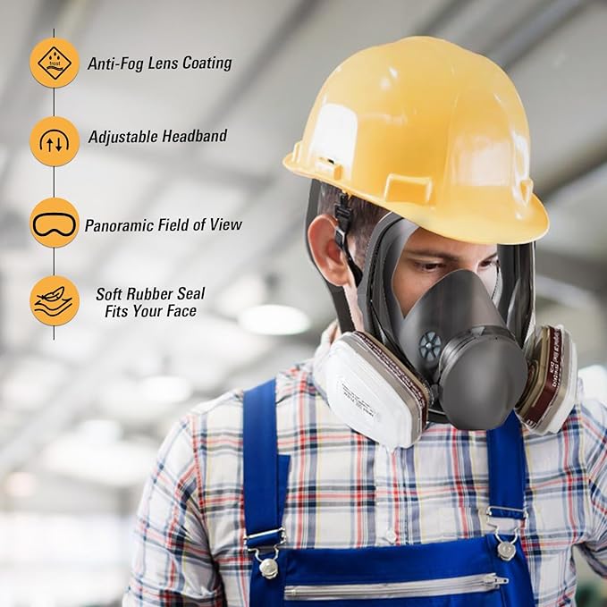 Full Face Gas Mask - Includes 6001 Activated Carbon Filter vs 2097 Filters (Complete Set)