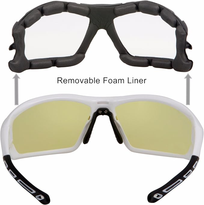 WYND Blocker Motorcycle Riding Glasses Extreme Sports Wrap Sunglasses (White/Yellow)