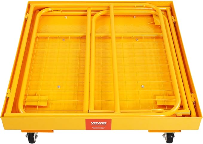 VEVOR Forklift Safety Cage, 36 x 36 Inches Foldable Forklift Work Platform of 1200 lbs Load Capacity with Lockable Swivel Wheels, Drain Hole & Device Chain, Holds 1 to 2 Adults, Ideal for Aerial Work