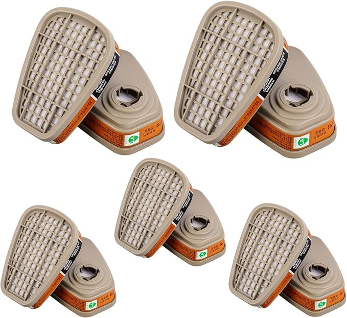 5 Pairs 6001 Filter for Respirator Mask, Dust Gas Organic Vapor Activated Carbon 6001 Cartridges Filters Compatible with 6200, 6502, 6800, 7502 Respirator