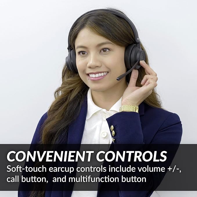 Cyber Acoustics Professional Wireless Headset with AI Noise Cancelation (HS-1500BT II) - Includes ANC and AI-Powered Noise Canceling Tech for Professional Sounding Calls, USB-C Bluetooth Dongle