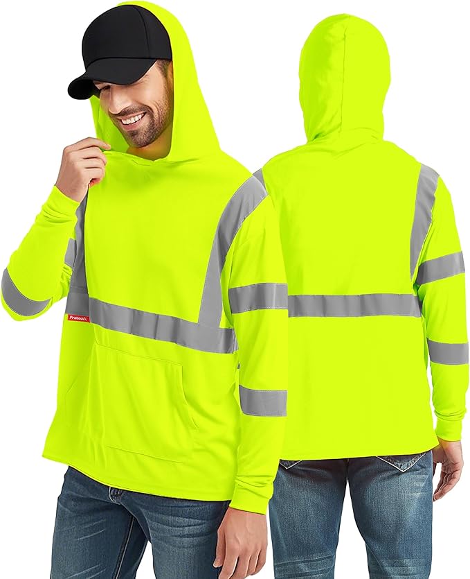 ProtectX High Visibility Long Sleeve Shirts Reflective Hi Vis Safety Shirt for Men Women Class 2-3 Construction Shirt 1 Pack