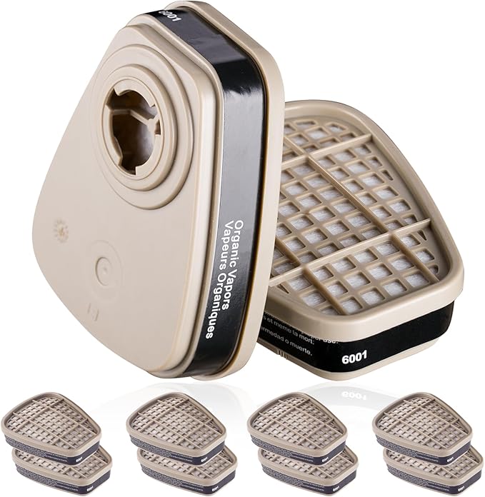 5 Pair 6001 Filter Cartridges for Respirator, Respirator Cartridges & Filters - Against Organic Vapor/Chemical/Paint, Respirator Filters Compatible with 6200, 6800, 6502, 7502, 4008 Series