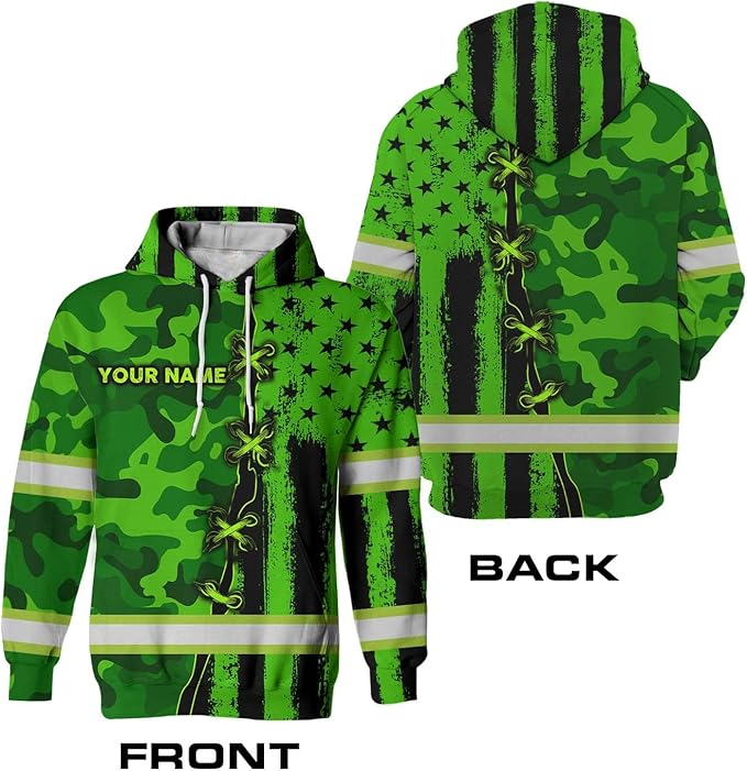 Maddly High Visibility US Flag Collection Safety Workwear Custom Name for Workers, Runners, Truckers, Patriotic