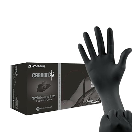 Cranberry USA Cranberry Carbon Air Black Nitrile Exam Gloves, Pack of 300, X-Small, Fentanyl Resistant, Chemo Drug Tested, Low Dermatitis Potential, 2.5 Mil