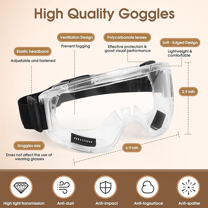 Reusable Respirator Mask with Filters - Chemical Gas Dust Masks w/Goggles for Painting Spraying Sanding Welding Woodworking (308)