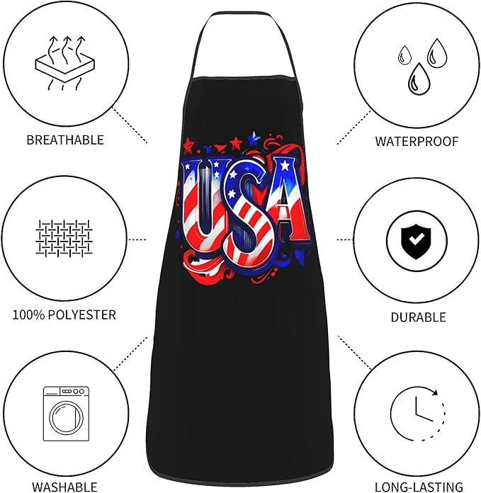 USA American Flag Aprons Mens Aprons Funny Cooking Kitchen Aprons for Women Fathers Day Gift His Hers Gifts Couple Gifts for Wedding Cool Bridal Shower Engagement Anniversary