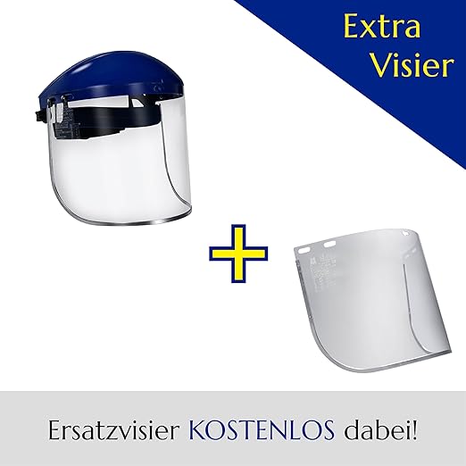 Blue Eagle Full Face Impact Resistant Safety Faceshield (B1BL+FC48) | Clear | Extrusion-Grade Polycarbonate Visor | 1 Set + Replacement Visor