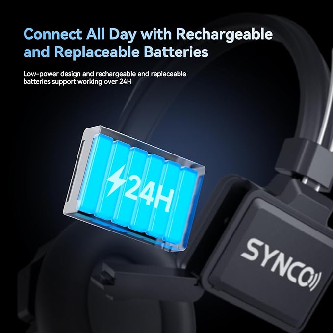 SYNCO XTalk XPro9 2.4GHz Wireless Intercom Headset System with Antenna Enhanced Signal Reception Support 500m/1640ft 9-Person Team Communication Noise Reduction Film Documentary TV Production