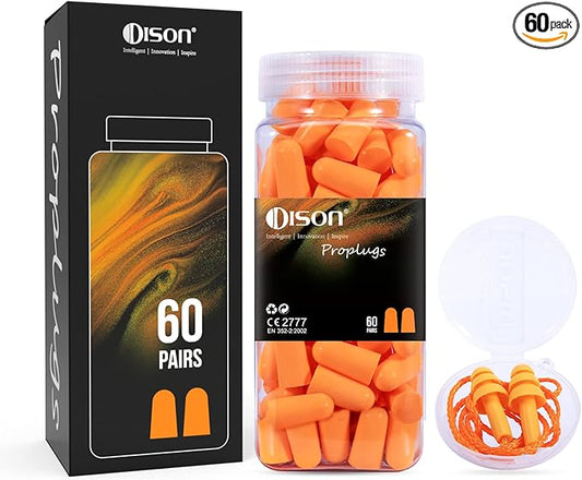 60Pairs Foam Earplugs, 38dB Noise Reduction Ear Plugs, Hearing Protection EarPlugs for Sleeping Noise Cancelling,Shooting Range, Work