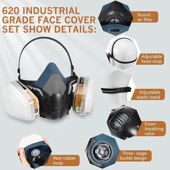 Gas Masks Survival Nuclear and Chemical - Reusable Full Face Respirator Gas Mask with Activated Carbon Filter