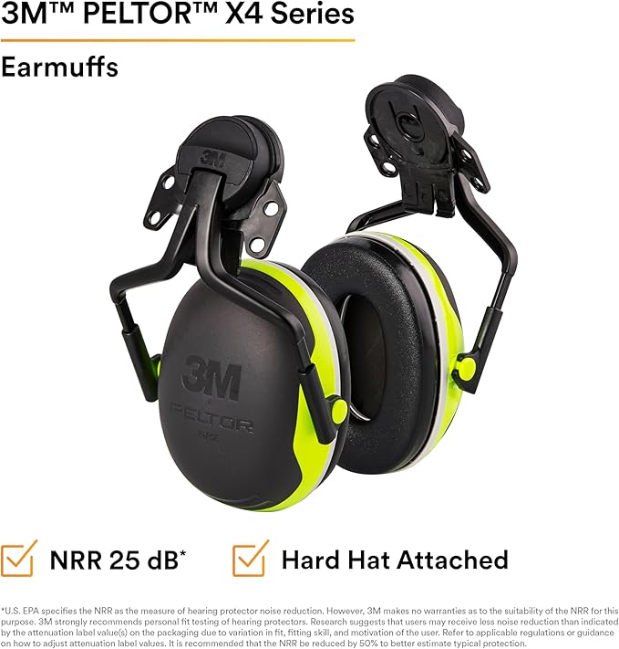3M PELTOR Hearing Protection Earmuffs, X4 Series Noise Protection, Construction, Manufacturing, Assembly, Sanding