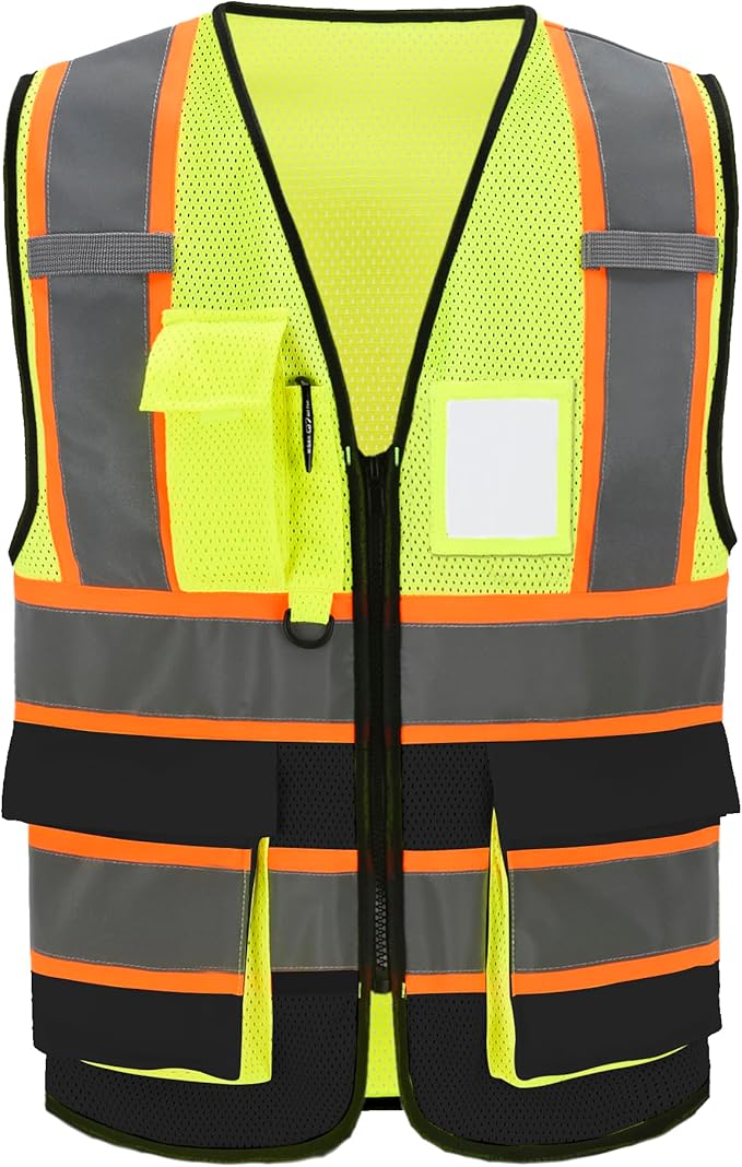 AYKRM 11 color High Vis Reflective Safety Vest for Women Men Security Pocket Zipper