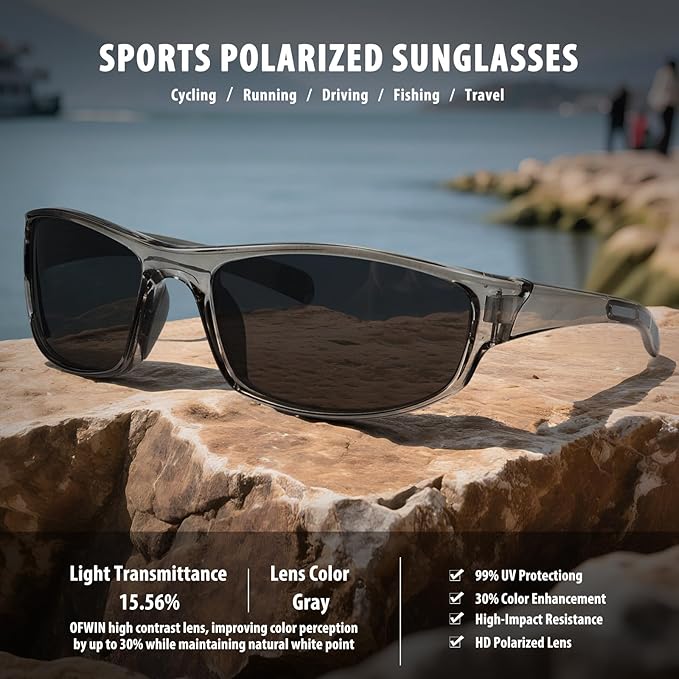 Sports Polarized Sunglasses for Men Women Wrap Around Sun Glasses Fishing Cycling Driving Running UV Protection