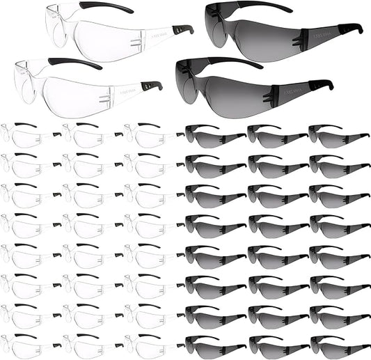 Safety Glasses Bulk ANSI Z87.1, Wrap Around Resistant Scratch Eye Protective Eyewear for Men Women Work Lab