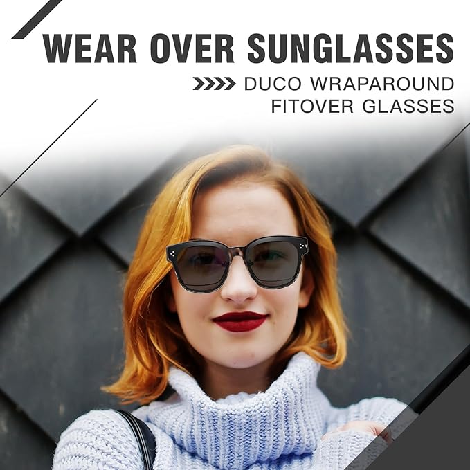 DUCO Fit Over Sunglasses for Men Women Wear Over Glasses Retro Wrap Around Polarized Sun Glasses UV400 Protection DC8981