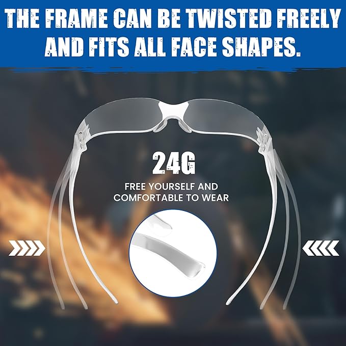 Safety Glasses with Readers - Clear | Polycarbonate Frame with UV400 Protection | Scratch Resistant Coating Bifocal Wrap Around Safety Glasses | 1.0-12PK