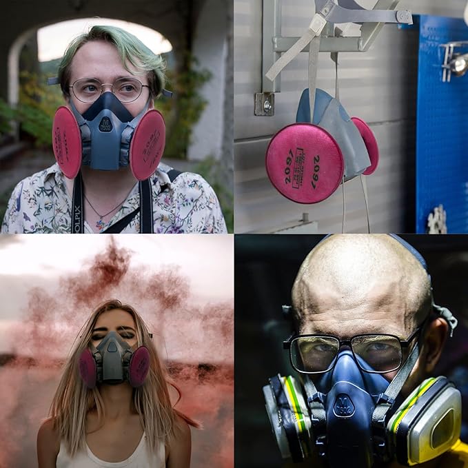 RANKSING Reusable Respirator Mask 7502 with 2097 Filter and Cartridges Half Gas Mask for Painting,Spraying,Polising and More