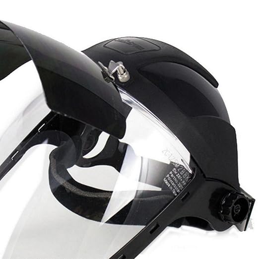 Sellstrom DP4 Face Shield - Lightweight Mask with High Impact Crown & Ratchet Headgear for Work, Grinding, Plasma/Flame Cutting - ANSI Z87.1 - Clear Anti Fog Polycarbonate Window - UV/IR Flip Up Visor