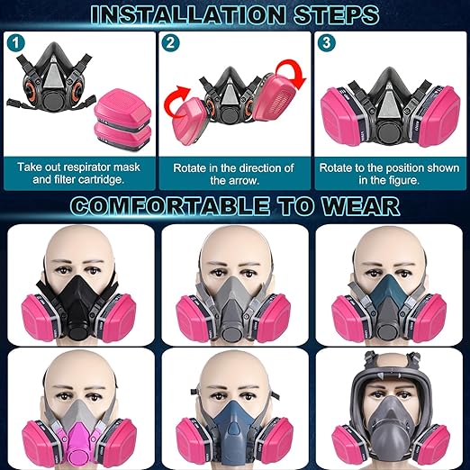 10 Pair Respirator Cartridges & Filters, 60921 Filter Cartridge, Against Organic Vapors, Formaldehyde, Acid Gases, Paint, Respirator Filters for 6200, 6800, 7502, 4008 Series