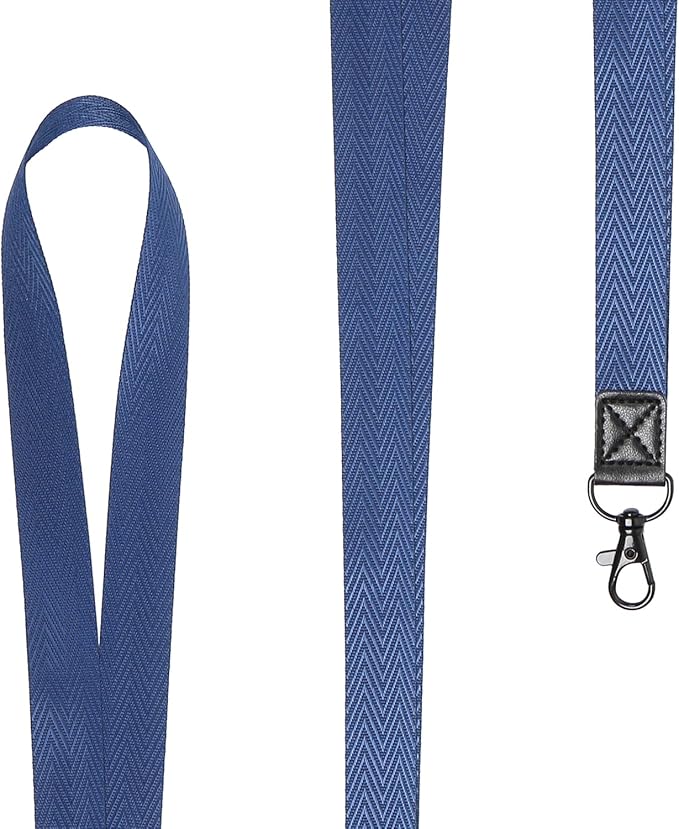 YOUOWO Lanyards Multicolour 5 Pack Neck lanyard Cute For Office ID Badge Holder Keys Cruise,Black Metal Hook,Navy Blue