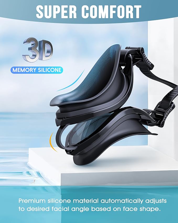 Swim Goggles, Unisex Adult Swimming Goggles Upgraded Anti Fog Anti UV No Leakage Wide View for Men Women Youth