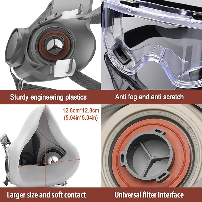 RANKSING Respirator Mask with Filters and Safety Glasses to Against Dust Gases while Painting Spraying