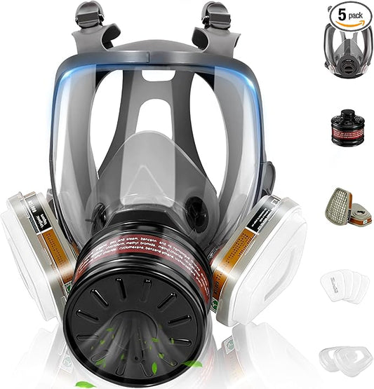 Gas Masks Survival Nuclear and Chemical,Anti-fog,Reusable Full Face Respirator Gas Mask with Activated Carbon Filter - Ideal for Survival,Construction and Industrial Use.
