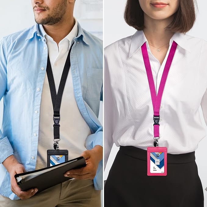 Wisdompro Office Lanyard, 5 Pack 23 inch Quick Release Neck Lanyard Strap with Detachable Buckle, Oval Clasp, String Loop for ID Badges, Keys, Keychains, USB Flash Drives, Phones - 5 Assorted Colors