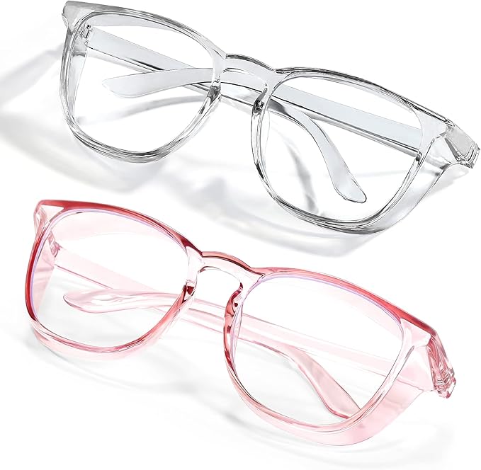 LASMEX Stylish Safety Glasses Goggles for Women Girls Anti-fog Glasses Protective Eyewear Clear Glasses