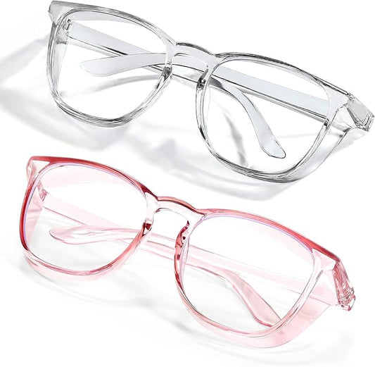 LASMEX Stylish Safety Glasses Goggles for Women Girls Anti-fog Glasses Protective Eyewear Clear Glasses
