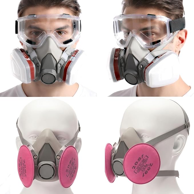 RANKSING Respirator Mask with Filters and Safety Glasses to Against Dust Gases while Painting Spraying