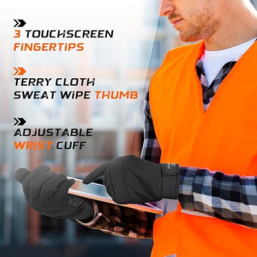 HANDLANDY Grip Work Gloves for Women Men, Safety Utility Yard Working Gloves, Flexible Touch Screen Mechanics Gloves (Black- Grip, Large (Pack of 1))
