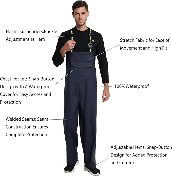 Rain Suit for Men Heavy Duty Workwear Waterproof Jacket with Pants 3 Pieces