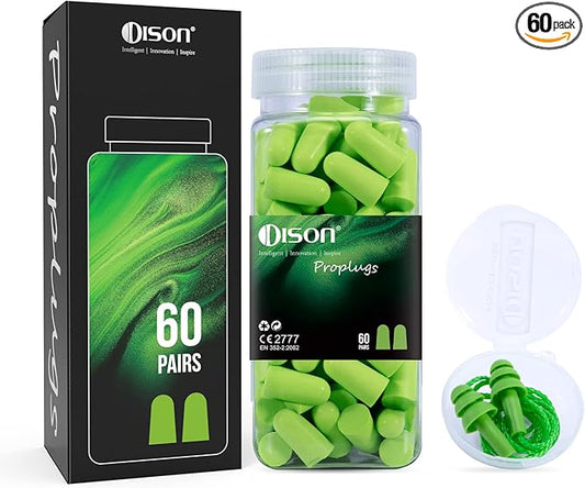 60Pairs Foam Earplugs, 38dB Noise Reduction Ear Plugs, Hearing Protection EarPlugs for Sleeping Noise Cancelling,Shooting Range, Work