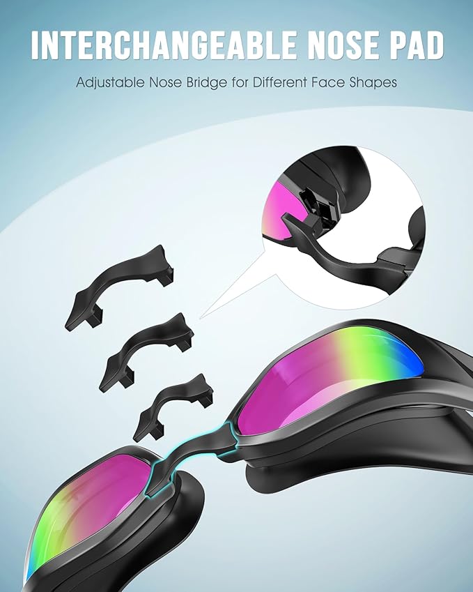 Swim Goggles, Unisex Adult Swimming Goggles Upgraded Anti Fog Anti UV No Leakage Wide View for Men Women Youth