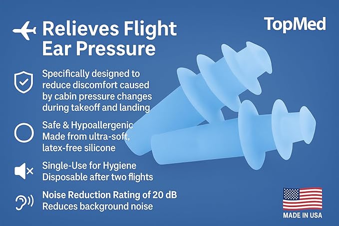 Ear Plugs Super Soft Comfortable, Helps Prevent Flight Ear Discomfort Safe Disposable Soft Latex Free Silicone Earplugs (Adult)