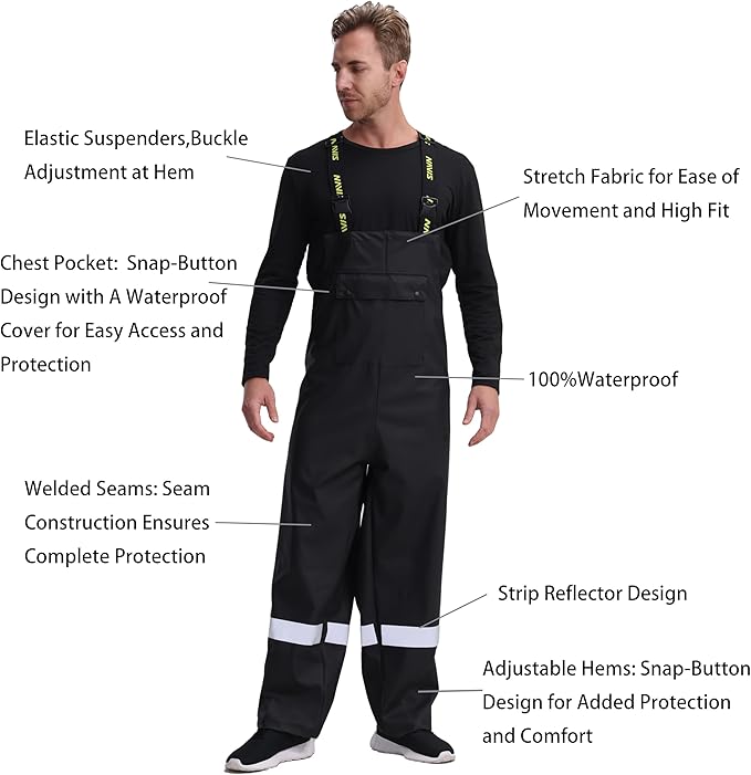 Rain Suit for Men Heavy Duty Workwear Waterproof Jacket with Pants 3 Pieces